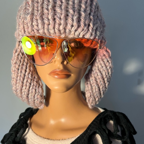 Knithandmade Hat Freeform Helmet style Hat